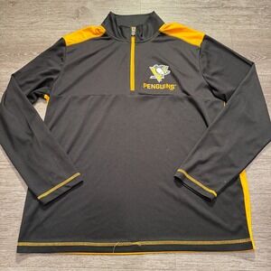 Pittsburgh Penguins Sweater Mens Large NHL Hockey Pullover 1/4 Zip Logo Adult